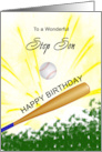 Step Son Birthday Baseball Bat Hitting a Ball card