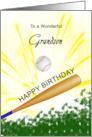 Grandson Birthday Baseball Bat Hitting a Ball card