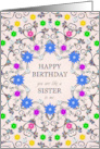 Like a Sister To Me Abstract Flowers Birthday card