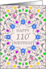 110th Birthday Abstract Flowers card