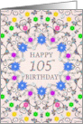 105th Birthday Abstract Flowers card