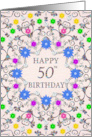 50th Birthday Abstract Flowers card