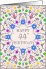 44th Birthday Abstract Flowers card