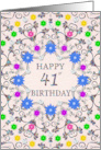 41st Birthday Abstract Flowers card