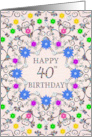 40th Birthday Abstract Flowers card