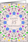 35th Birthday Abstract Flowers card