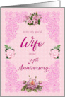 24th Anniversary for Wife with Pink Roses card