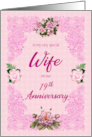 19th Anniversary for Wife with Pink Roses card