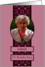 95th Pink Birthday Party Invitation Add a Picture and Name card