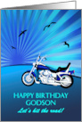 Godson Birthday Motorbike Sunset card