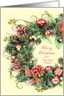 Add a Name From Christmas Wreath with Scrolls Merry Christmas card