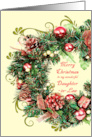 Daughter in Law Christmas Wreath with Scrolls Merry Christmas card