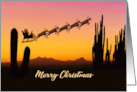Santa and Reindeer Over The Desert Christmas card