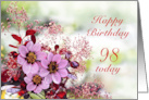98th Birthday Day Pink Flowers card