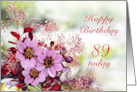 89th Birthday Day Pink Flowers card