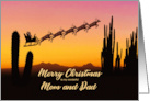 Mom and Dad Christmas Santa and Reindeer Over The Desert card