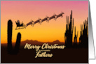 Fathers Christmas Santa and Reindeer Over The Desert card