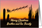 Brother and Family Christmas Santa and Reindeer Over The Desert card