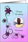 Add A Photo Birthday with Scrolls and Flowers card