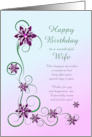 Wife Birthday with Scrolls and Flowers card