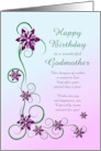 Godmother Birthday with Scrolls and Flowers card