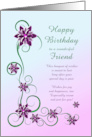 Friend Birthday with Scrolls and Flowers card