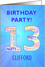 13th Birthday Party Invitation card