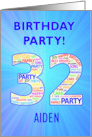 32nd Birthday Party Invitation card