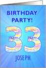 33rd Birthday Party Invitation card