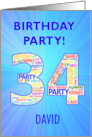 34th Birthday Party Invitation card