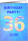 36th Birthday Party Invitation card