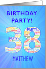 38th Birthday Party Invitation card