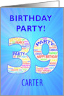39th Birthday Party Invitation card