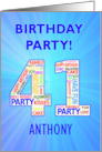 41st Birthday Party Invitation card