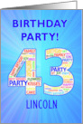 43rd Birthday Party Invitation card
