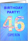 46th Birthday Party Invitation card