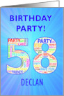 58th Birthday Party Invitation card