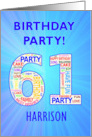 61st Birthday Party Invitation card