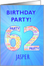 62nd Birthday Party Invitation card