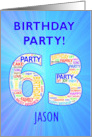 63rd Birthday Party Invitation card