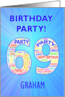 69th Birthday Party Invitation card