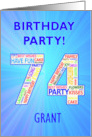 74th Birthday Party Invitation card