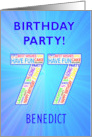 77th Birthday Party Invitation card