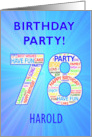 78th Birthday Party Invitation card