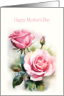 Mothers Day Roses Painted Watercolor card