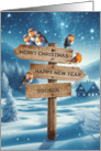 Godson Christmas Robins on a Signpost card