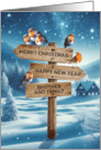 Brother and his Family Christmas Robins on a Signpost card