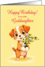 Goddaughter Birthday Puppy and Flowers card