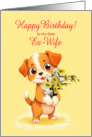 Ex Wife Birthday Puppy and Flowers card