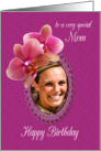 Mom Birthday Orchids Custom Photo card
